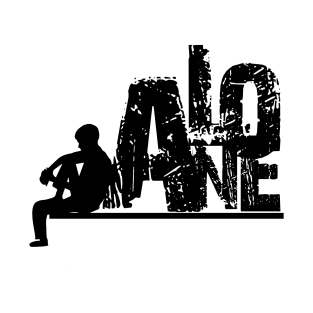 Alone guy siluet black and white T-Shirt