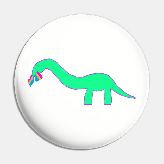 Pansexual  Longneck dinosaur with pan pride flag Pin by system51