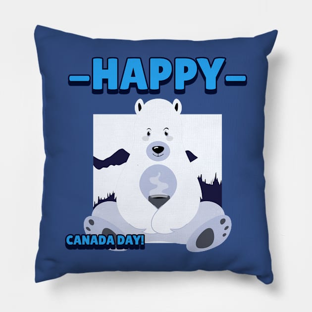 Canada Day Polar Bear Pillow by Tip Top Tee's