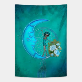 Little fairy on the moon Tapestry