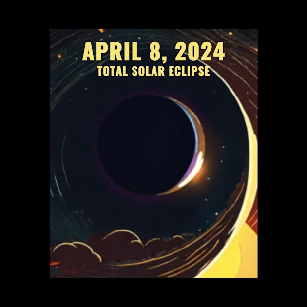 April 8, 2024 Total Solar Eclipse Totality USA by Little Duck Designs