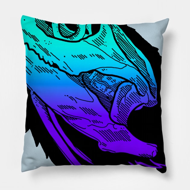 Colored Beardie Skull Pillow by Art by the Lizard Lady