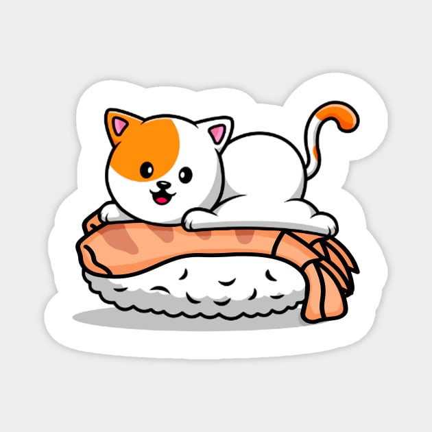 Ama ebi sushi, amaebi sweet shrimp, amaebi sushi and cat Magnet by emma2023