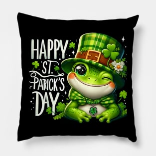 St Patricks Day Frog Face Saint Pattys Paddys Men Women Kids Pillow