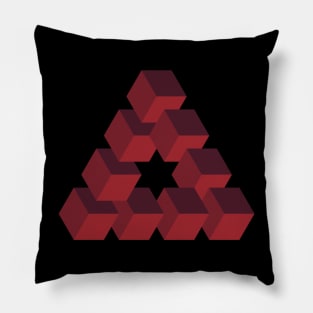 Optical illusion triangle #1- dark reds Pillow