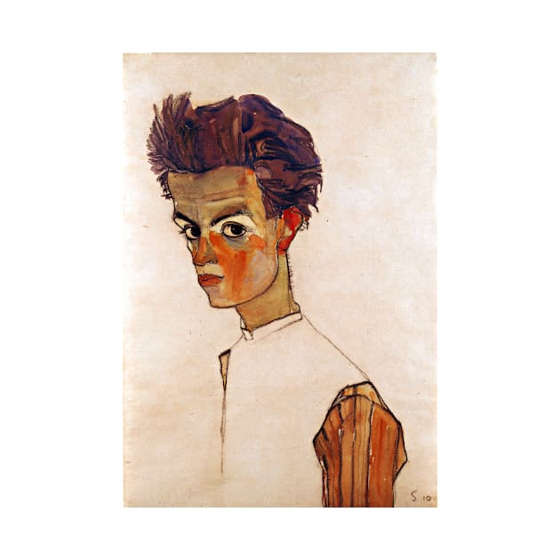 Egon Schiele Self-Portrait with Striped Shirt by pdpress