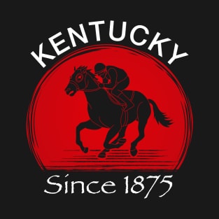 Kentucky Horse Racing Since 1875 Retro Derby Day Tee, Funny Derby Suit Kentucky Jockey Silhouette Design T-Shirt