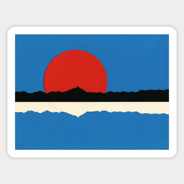 Red Sun Dark Mountains - Mountains - Sticker
