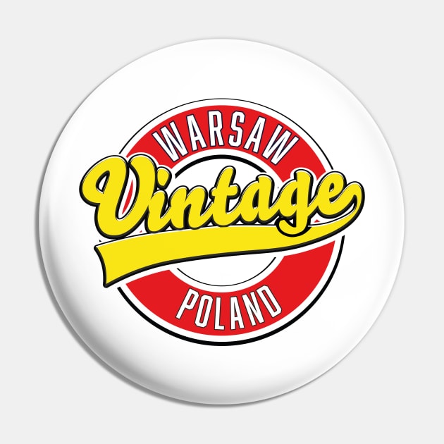 Warsaw Poland vintage style logo Pin by nickemporium1