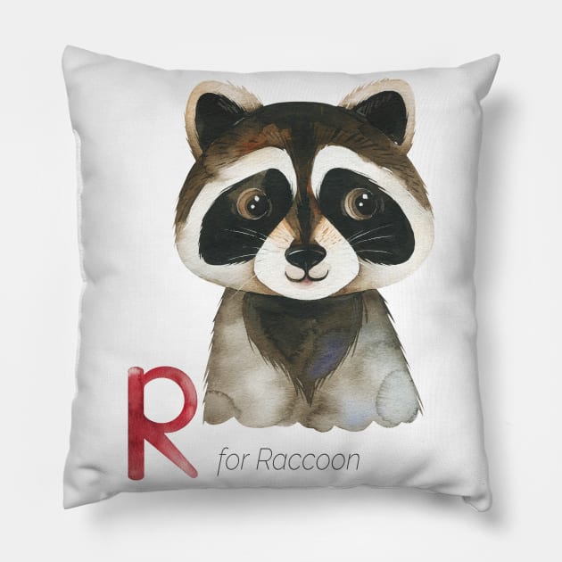 R for Raccoon Pillow by NATTEE