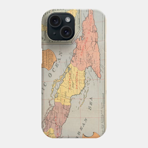 Vintage Map of Cuba (1898) 3 Phone Case by Bravuramedia