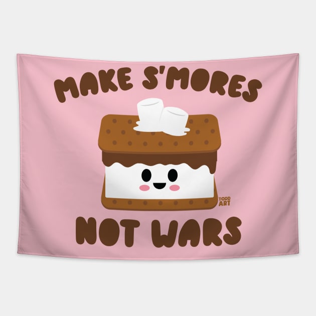 MAKE SMORES NOT WARS Tapestry by toddgoldmanart