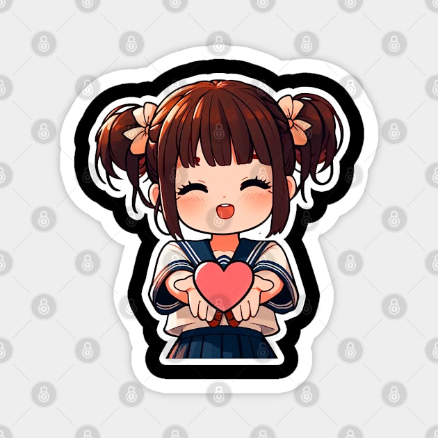 Do Good Little Japanee Girl Sailor Uniform Heart Giving Is Better Than Receiving Magnet by Plushism