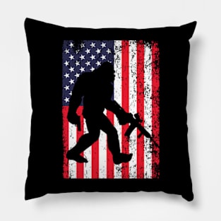 bigfoot american flag 4th of july Pillow