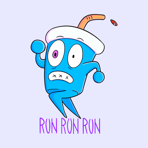 Soda running, funny fast food design "RUN RUN RUN" by angdelx art