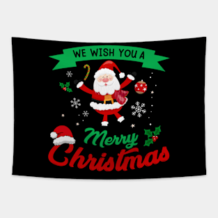 We Wish You A Merry Christmas Cheerful Santa Tapestry