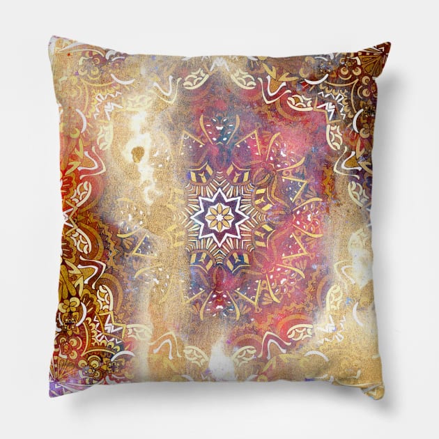 Boho Style geometric Vintage Pattern Pillow by jodotodesign