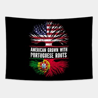 American Grown with Portuguese Roots USA Flag Tapestry