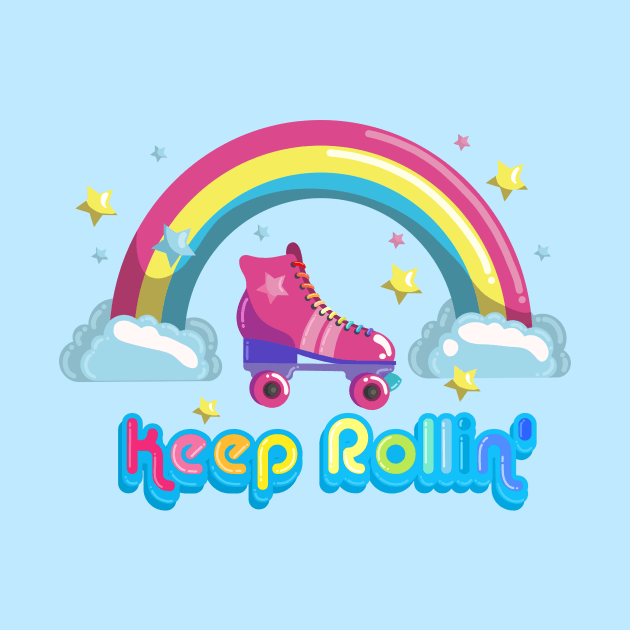 Keep Rolling Roller Skating Rainbow Seventies Style by LittleBunnySunshine