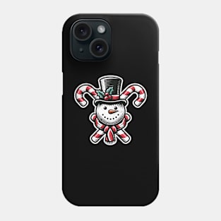 Candy Cane Cheer - snowman with Top Hat design Phone Case