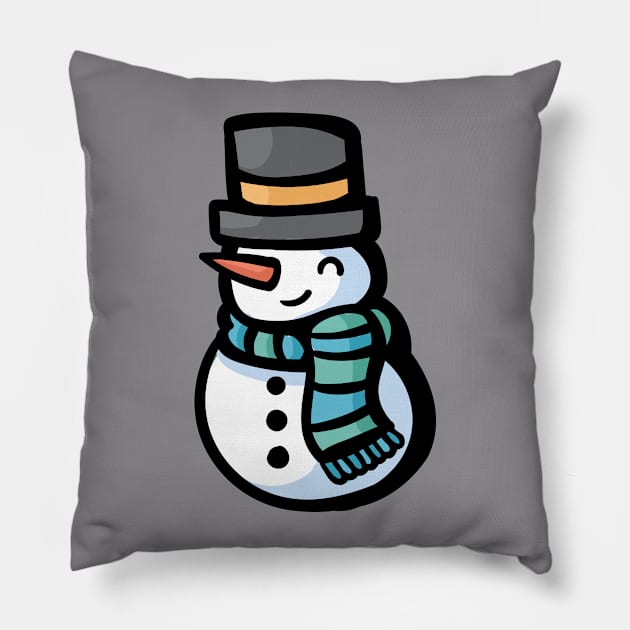 Happy Snowman Pillow by EmcgaugheyDesigns