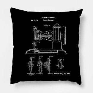 Vintage Sewing Machine Patent Art c1859 Pillow