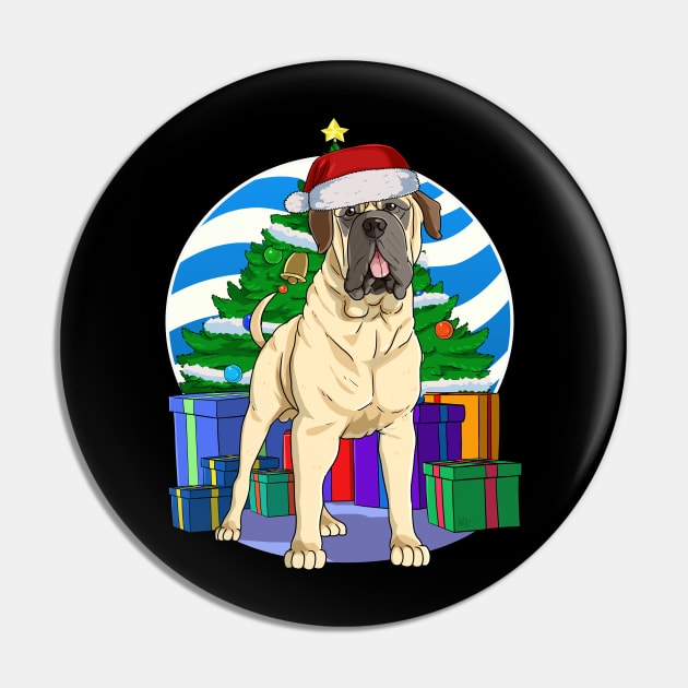 Funny English Mastiff Dog Cute Santa Christmas Gift Pin by Noseking