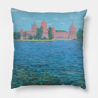 Trakai Castle and water lilies, Lithuania Pillow