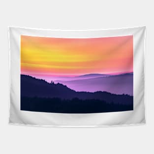 Orange sunset over purple mountains Tapestry