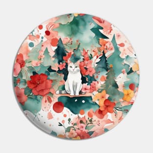 Cat in Flowers Garden Pin