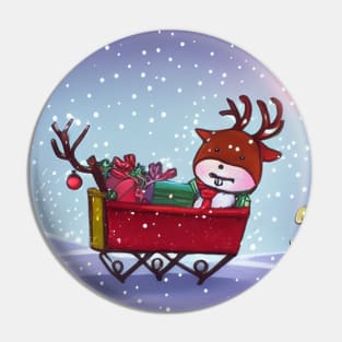 Reindeer in a Sled Pin