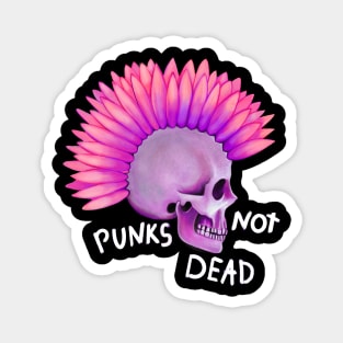 Punks not dead skull and violet flower Magnet