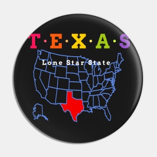 Texas, USA. Lone Star State. (With Map) Pin