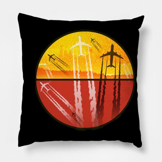 Vintage Flugzeuge Pilot Luftfahrt Sunrise Piloten Geschenk Pillow by aeroloversclothing