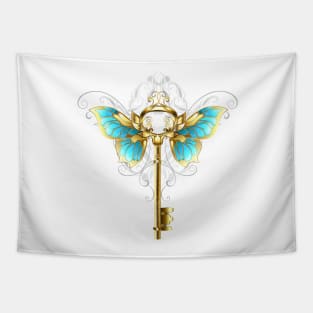 Golden Key with Butterfly Wings ( Gold key ) Tapestry