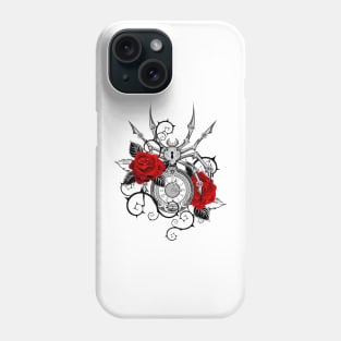 Mechanical Spider with Red Roses Phone Case