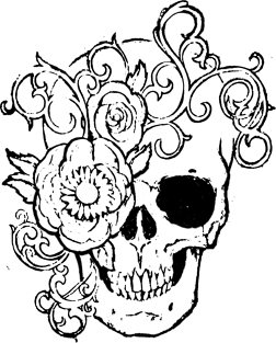 Filigree Skull With Flower Original Art Magnet