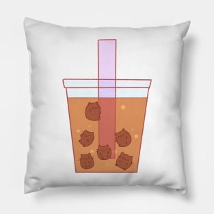 cat boba tea Pillow