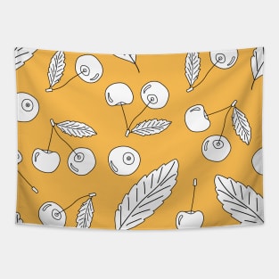 Cherry pattern on yellow background Tapestry