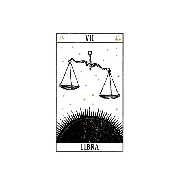 Libra Distressed Goth Tarot Zodiac Sign by Nemons