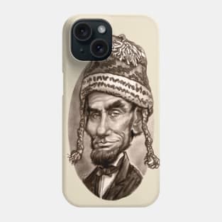 Caricature of Abe Lincoln Wearing Winter Beanie Phone Case