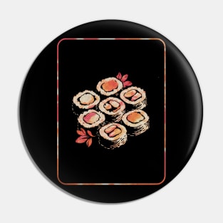 Retro vintage Sushi with vintage sunset Pin