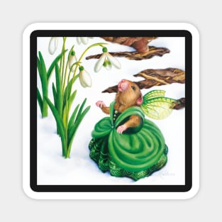 Mouse Fairy & Snowdrops Magnet