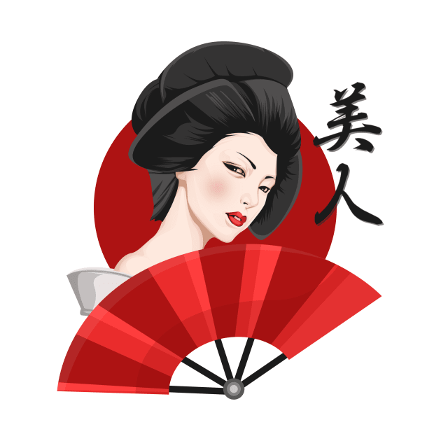 Beautiful Woman, Japanese Design (Geisha, Kanji) by DforDESIGN