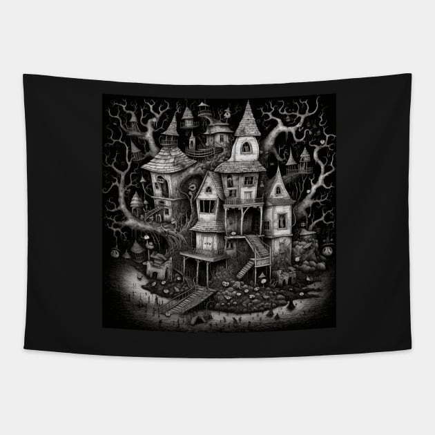 Haunted Mansion Brut Noir Tapestry by EpicFoxArt