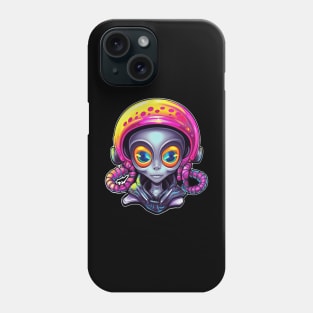 Grey Alien Rider With Helmet Gear Phone Case