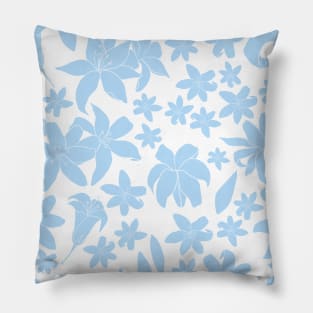 Lily Floral Pattern in Baby Blue Pillow