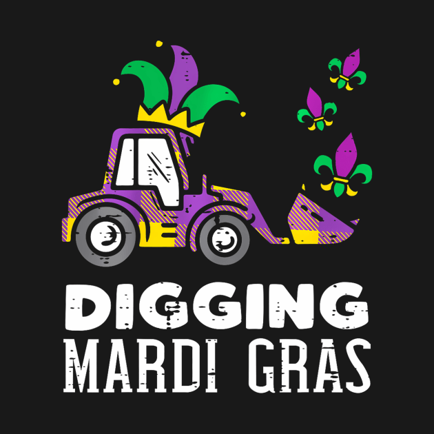 Kids Digging Mardi Gras Bulldozer Truck Cute Boys by ArtbyBrazil