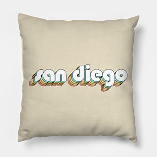 San Diego - Retro Rainbow Typography Faded Style Pillow