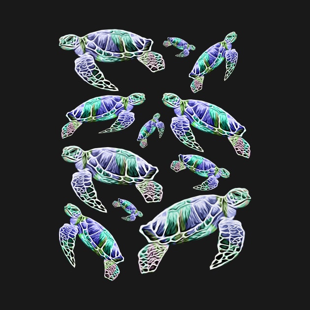 Blue Green Turtle Design by RockettGraph1cs